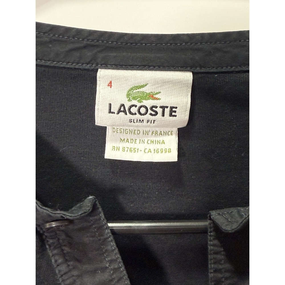 Lacoste Women's Slim Fit Black Long Sleeve Shirt Size 4 US L Minimalist Buttons - Picture 3 of 3